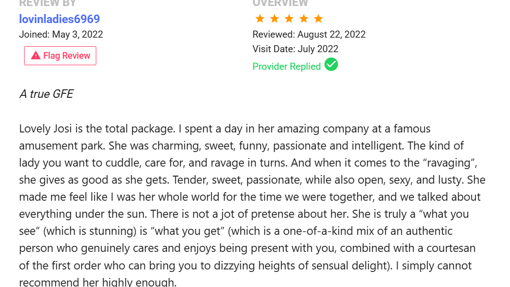 Private Delights review for redhead escort Josilee Adams, discreet GFE in New Jersey